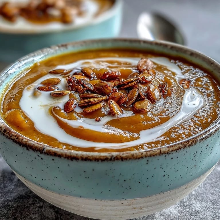 Hearty Butternut Squash and Apple Soup with crusty bread for dipping.