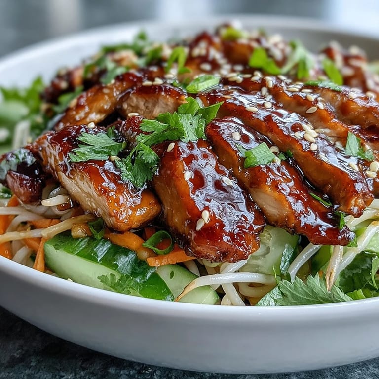 Garnished with sesame seeds and lime wedges, this Asian Chicken Noodle Bowl looks vibrant and appetizing.