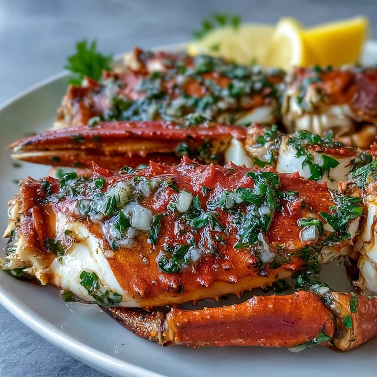 Sizzling Keto Garlic Butter Crab Legs in a rich garlic sauce, perfect for a low-carb seafood feast.
