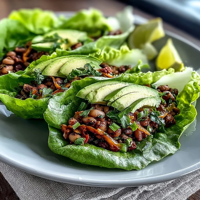 Protein-packed Black-Eyed Pea Lettuce Wraps featuring tender legumes, aromatic spices, and crisp lettuce for a refreshing vegetarian meal.