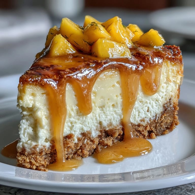 3. Indulge in this tropical mango cheesecake, featuring a marbled mango swirl and a golden biscuit base, ideal for special occasions.