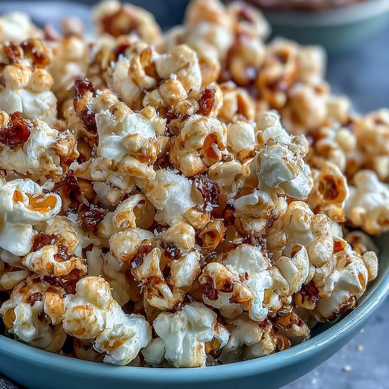 Aromatic truffle oil popcorn topped with Parmesan and parsley, offering a rich and savory flavor experience.