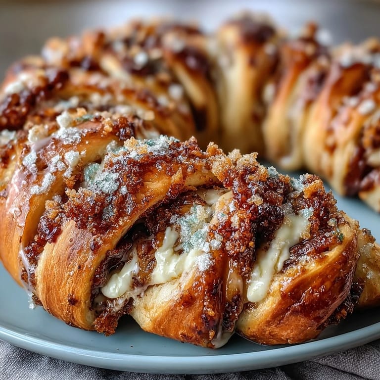 Decorative braided King Cake with lemon cream cheese filling, golden crust, and traditional Mardi Gras colored sugar sprinkles.