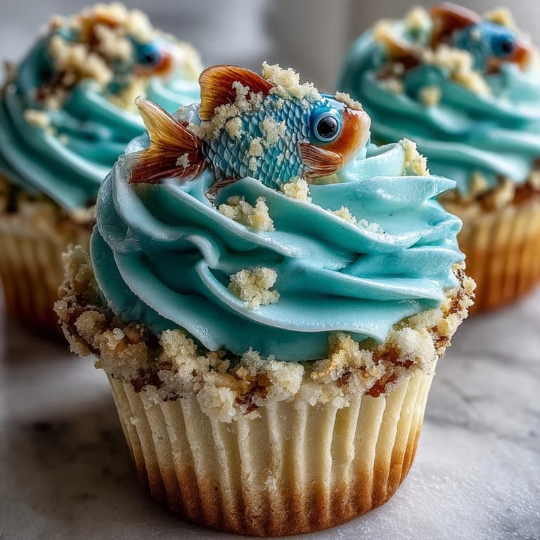 Creative zodiac cupcakes featuring fondant fish decorations and swirled blue frosting, ideal for astrology lovers.