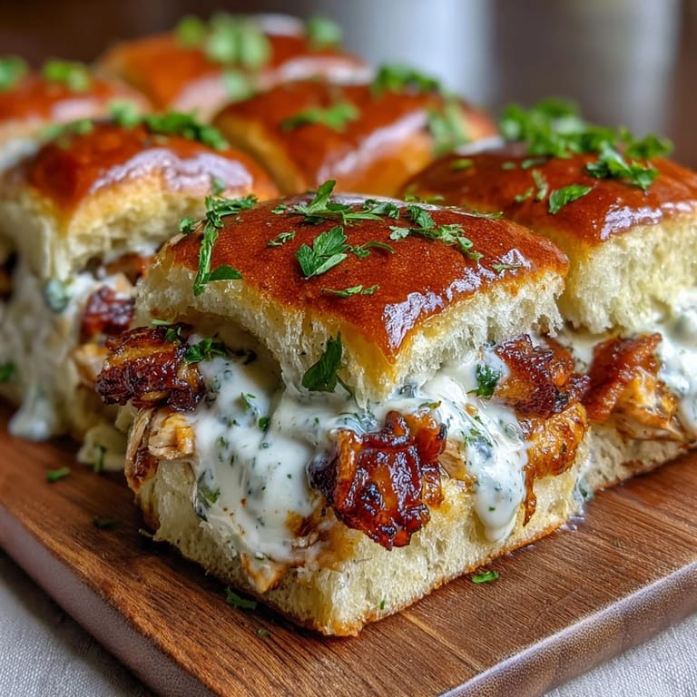 Bite-sized Kentucky Hot Brown sliders on soft brioche, layered with turkey, bacon, and rich Mornay, garnished with Parmesan.