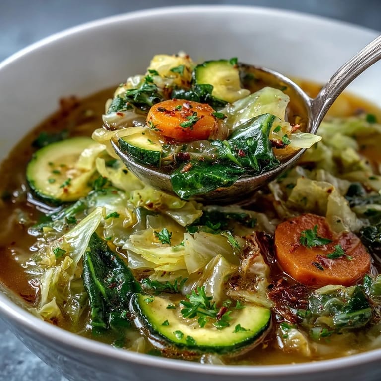 A steaming bowl of Spring Detox Cabbage Soup with shredded cabbage, carrots, and fresh parsley for a nourishing meal.