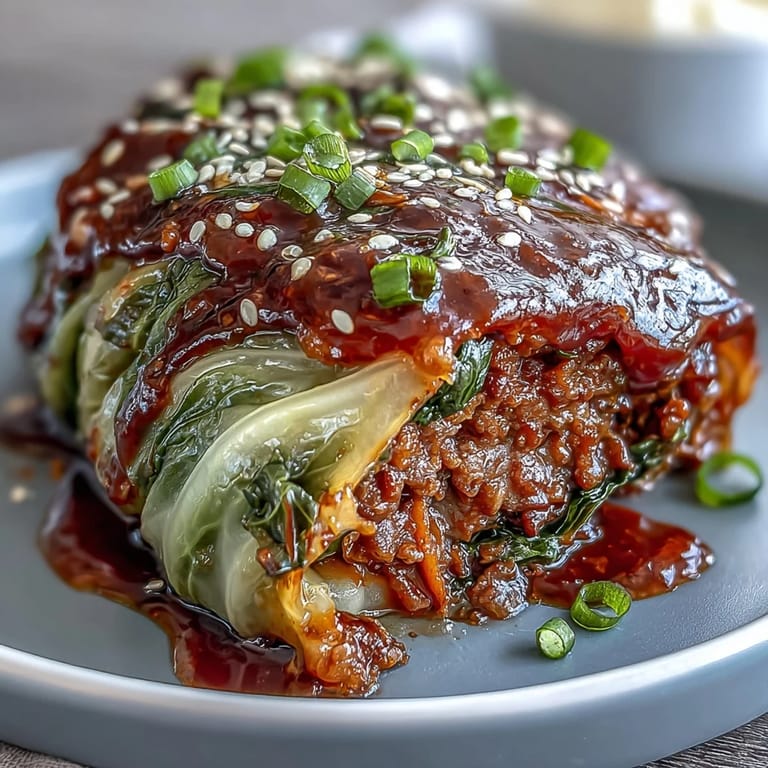 Close-up of warm Korean Cabbage Rolls alongside a vibrant soy-sesame dipping sauce.