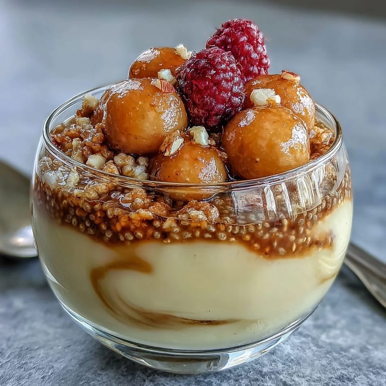 Layered lemon chia pudding with zesty citrus flavor, sweet raspberry compote, and nutty granola in a clear glass jar.  