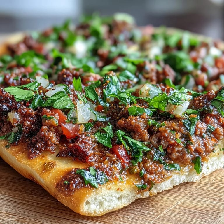 Thin crust Turkish Lahmacun, ready to be rolled with bright lemon.