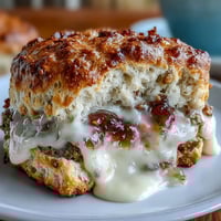 Warm golden scones split open and topped with rich clotted cream and vibrant fruit jam for a classic spring tea.